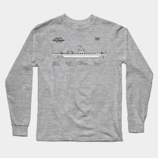 USS Monitor ship. Ironclad of American Civil War - SNDpng Long Sleeve T-Shirt